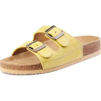 Dámské pantofle Dětské kožené pantofle dvouprackové žluté 31