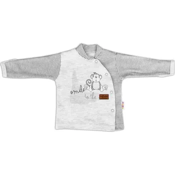 Kojenecký body Baby Nellys Bavlněná košilka Monkey zapínání bokem - sv. šedý melírek Velikost: 56 (1-2m)