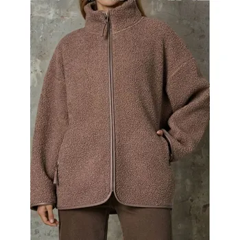 Dámská móda Sinsay - Rozepínací mikina ze sherpy - hnědá - 894HJ-98X - 894HJ-98X-L