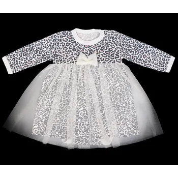 Kojenecký body Mamatti Sukničkobody s tylem, dl. rukáv Gepardík - bílé se vzorem Velikost: 80 (9-12m)