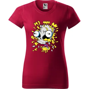 Dámské tričko levne-damske-bavlnene-tricko-potisk-oblicej-bart-simpson Velikost dámská trička Basic: XXL šířka 59, délka 69, Odstín dámské tričko Basic: Višňové