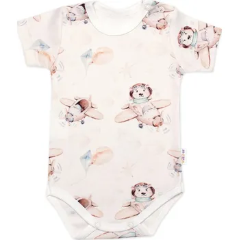 Kojenecký body Body kr. rukáv, bavlna, zapínání u krku, Baby Nellys Piloti, krémové Velikost: 74 (6-9m)