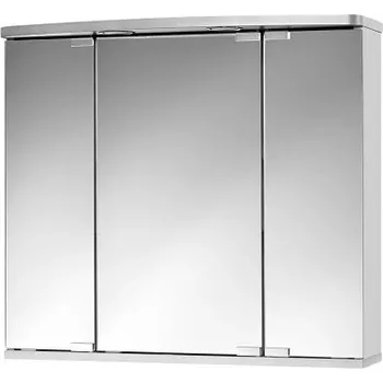 Koupelnový nábytek Zrcadlová skříňka LED Doro, 67,4 x 60 cm, dřevo, stříbrná - B JOKEY