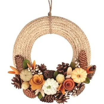 Podzimní věnec ze sisálových vláken na zavěšení ø 27 cm x 8 cm