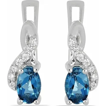Náušnice Náušnice stříbrné s broušenými London topazy a zirkony Ag 925 012172 LT 1,5 cm, 2,7 g