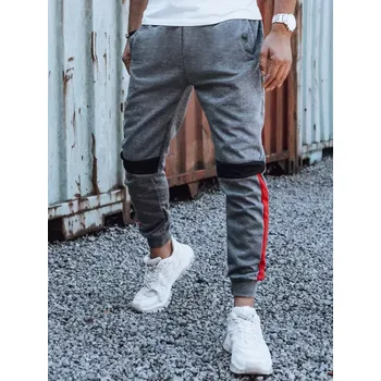 Pánská móda Pánské tepláky DSTREET TMAVĚ ŠEDÝ MELÍR/ČERVENÁ L