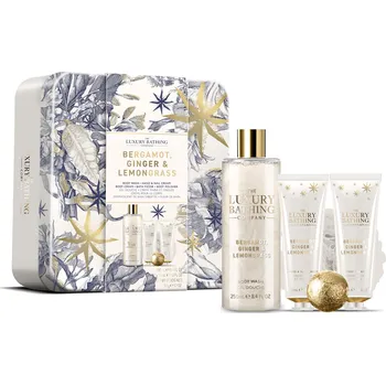 Kosmetická sada The Luxury Bathing Company Dárková sada tělové péče v plechové dóze Bergamot, Zázvor & Lemongrass 5 ks + 2 měsíce na vrácení zboží