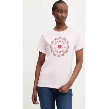 Bavlněné tričko Converse 10028307.A03 růžová 03X, vel. XS