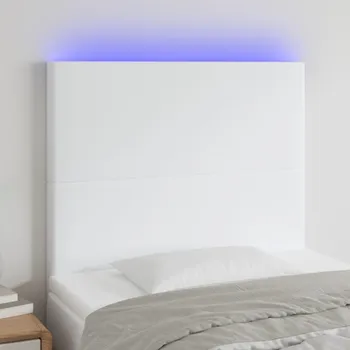 Čelo postele s LED bílé 100x5x118/128 cm umělá kůže IM_3122229
