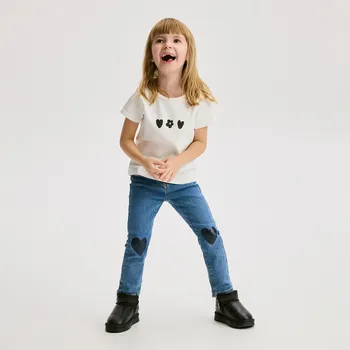 Dívčí kalhoty Reserved - Džíny slim fit s potiskem - modrá - 767FF-55J - 767FF-55J-86