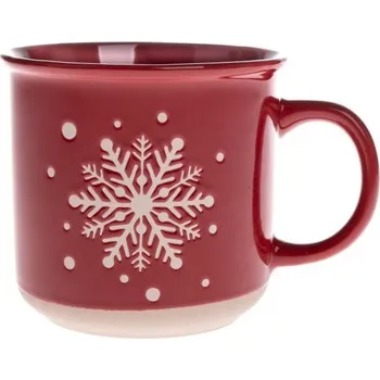 Keramický hrnek s vločkou, červený, 450ml