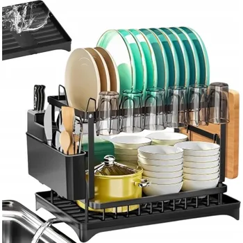 Odkapávač na nádobí ODKAPÁVAČ NA NÁDOBÍ DVOUÚROVŇOVÝ STOJÍCÍ ODKAPÁVAČ S ODKAPEM 42x32x30 CM