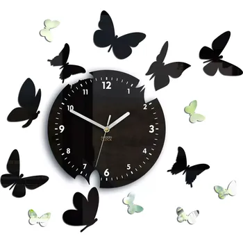 Hodiny Nástěnné hodiny Motyle 28 cm černé