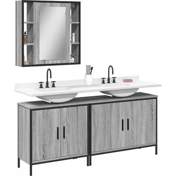 Koupelnový nábytek zahrada-XL 3dílný set koupelnových skříněk šedý sonoma kompozitní dřevo 3214733