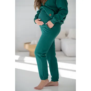 Zateplené těhotenské tepláky Motherhood - láhvově zelené, bavlna Velikost: XS