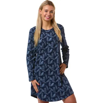 Dámská noční košile Noční košilka dámská modrá se vzorem modrého peří 1C4146 modrá xl