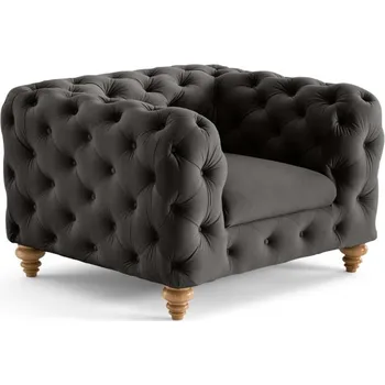 Prošívané luxusní sametové křeslo do obývacího pokoje - dostupné v různých barvách antracit