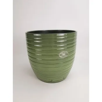 Květináč Keramický květináč Bergamo lesklý 21 cm zelený, 2. jakost