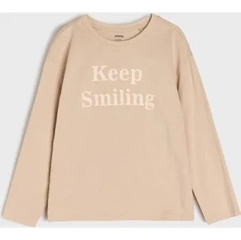 Dívčí oblečení Sinsay - Bavlněné tričko s nápisem - béžová - 654AV-08X - 654AV-08X-134