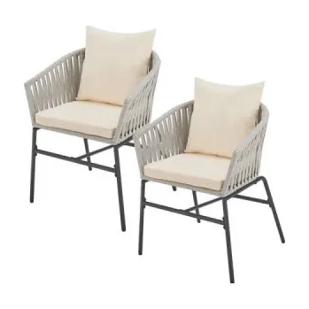 Zahradní židle 51512, 2 ks, béžová, včetně sedáků a opěráků, 58 x 58 x 78 cm - B JUSKYS