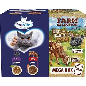 Krmivo pro kočku PreVital NM Farm Select kapsička pro kočky s masem a zeleninou v omáčce 24 × 85 g