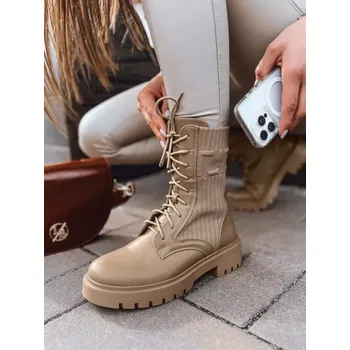 Dámské kozačky Dámské boty DSTREET ZY0381 KHAKI 38