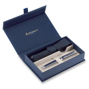 Sada pera s tužkou Waterman Hémisphère Core Blue CT kuličkové pero, dárková sada s koženým pouzdrem