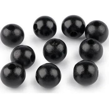 Korálek Dřevěné korálky Ø16 mm Balení: 10 ks, Varianta: 5 černá - 8596475694087