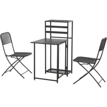 Balkónový set, 2místný, stůl, 2 židle, hliník, skládací, nosnost 110 kg, antracit - A SIENA GARDEN