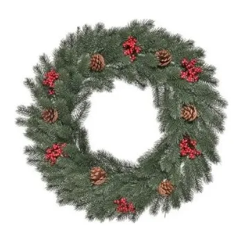 Vánoční dekorace Vánoční věnec 830-372, jedle, zadní strana se závěsným očkem, PE, zelený, 60 x 8 cm - A HOMCOM
