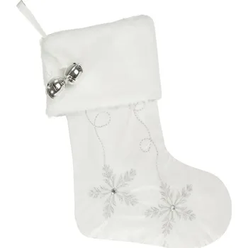 Vánoční dekorace Mikulášské kozačky bílé se sněhovými vločkami