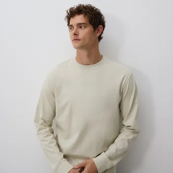 Pánské tričko Reserved - Hladký dlouhý rukáv - bledá zelená - 493EX-07X - 493EX-07X-XXL