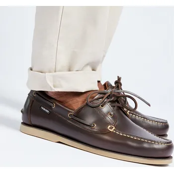 Pánské polobotky DECATHLON Kožené boty na loď Sailing 500 44 KAŠTANOVÁ