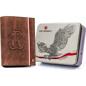 Peněženka Peterson pánská kožená peněženka hnědá PTN 317PW-02 2-1-4 H - muž