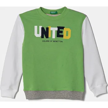 Chlapecká mikina Dětská bavlněná mikina United Colors of Benetton 3J70G10HW.P.Seasonal zelená 70X, vel. 110
