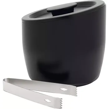 Nádoba na led LEOPOLD VIENNA Nádoba na led s víkem a kleštěmi, matná černá, objem: 2,50 litru, výška: 185 mm, průměr: 200 mm