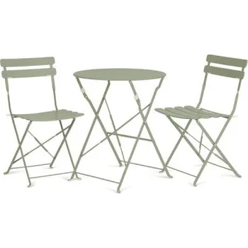Zahradní nábytek Zahradní set nábytku VG-6934, 3dílná sada, balkonový set, ocel s práškovým nástřikem, zelená mint - B VANAGE
