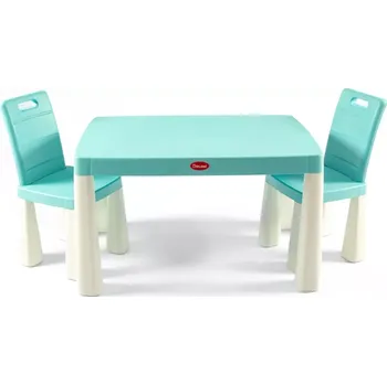 Dětský stůl Plastový dětský stolek se židlemi modro-bílý DOLONI