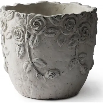 Květináč Cementový květináč s růžemi 21 cm