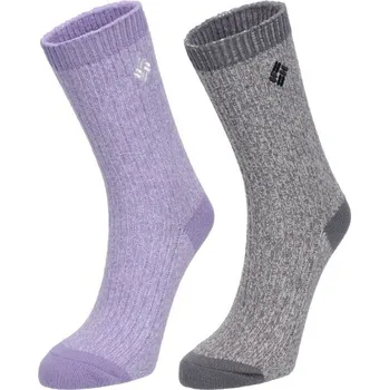 Dámské oblečení Dámské ponožky Columbia 2PP SUPER SOFT MICRO POLY MARL RIB CREW 35-38 Fialová, Tmavě šedá