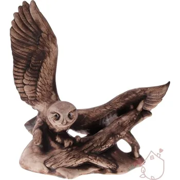 Zahradní dekorace Hedvika sněžná sova dekorace z keramiky hnědá keramická