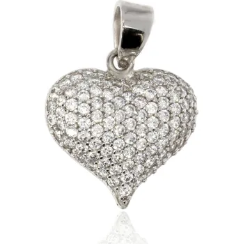 Přívěsek Zlatnictví Helios Srdce se zirkony bílé zlato