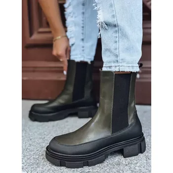Dámské kozačky Dámské boty DSTREET ZY0354 ZELENÁ 38