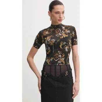 Dámský svetr Svetr Versace Jeans Couture dámský, černá barva, lehký, s pologolfem, 78HAFM07 CMN45 78HAFM07.CMN45 99A, vel. XS