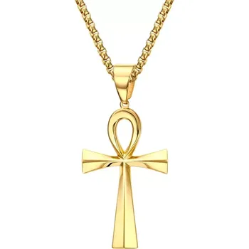 Přívěsek Přívěsek z chirurgické oceli kříž života Zlatý - Model BEZ ŘETÍZKU (pouze přívěsek)