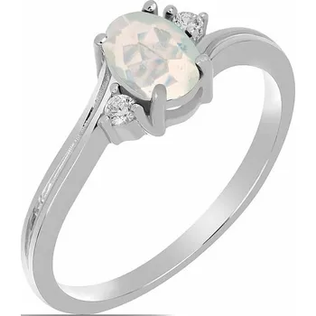 Prsten Prsten stříbrný s etiopským opálem a zirkony Ag 925 026295 ETOP 59 mm (US 9) 2,6 g