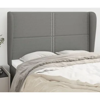 Čelo postele typu ušák tmavě šedé 147x23x118/128 cm textil IM_3117815