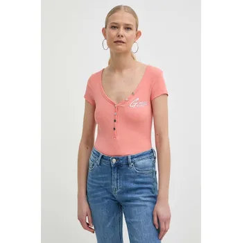 Tričko Guess HENLEY OLYMPIA oranžová barva, W4RP47 K1814 W4RP47.K1814 32X, vel. M