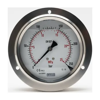 WIKA - Ursula Wiegand Ges.m.b.H. manometr 213.53.100 0/250bar /MPa, G1/2B zadní přip. , PŘEDNÍ PŘÍRUBA DO PANELU