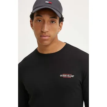 Pánské tričko Bavlněné tričko s dlouhým rukávem Guess Jeans M4YI54.K8HM0 černá 99X, vel. M